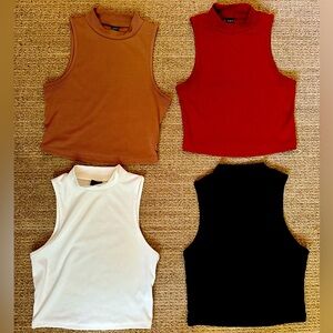 SHEIN Pack of 4 High Neck Cropped Tank Tops - all Small